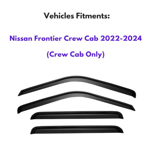 Vent Visors  2022-24 Nissan Frontier Crew Cab - Window Rain Guards (4) BRAND NEW - Picture 2 of 8